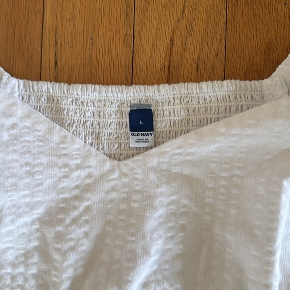 Old Navy | Puff Sleeve Babydoll Mini White Dress | Size L - Picture 2 of 6